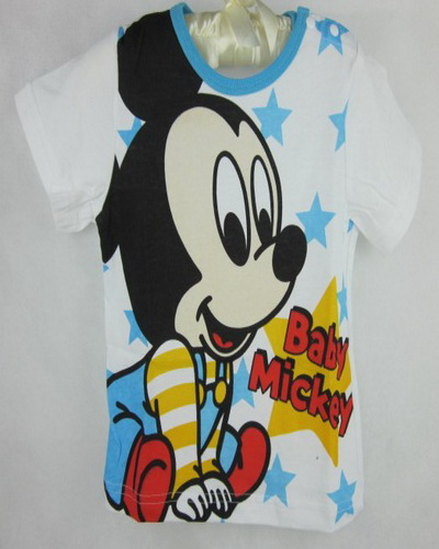 boy tee white blue Mickey with words - Click Image to Close